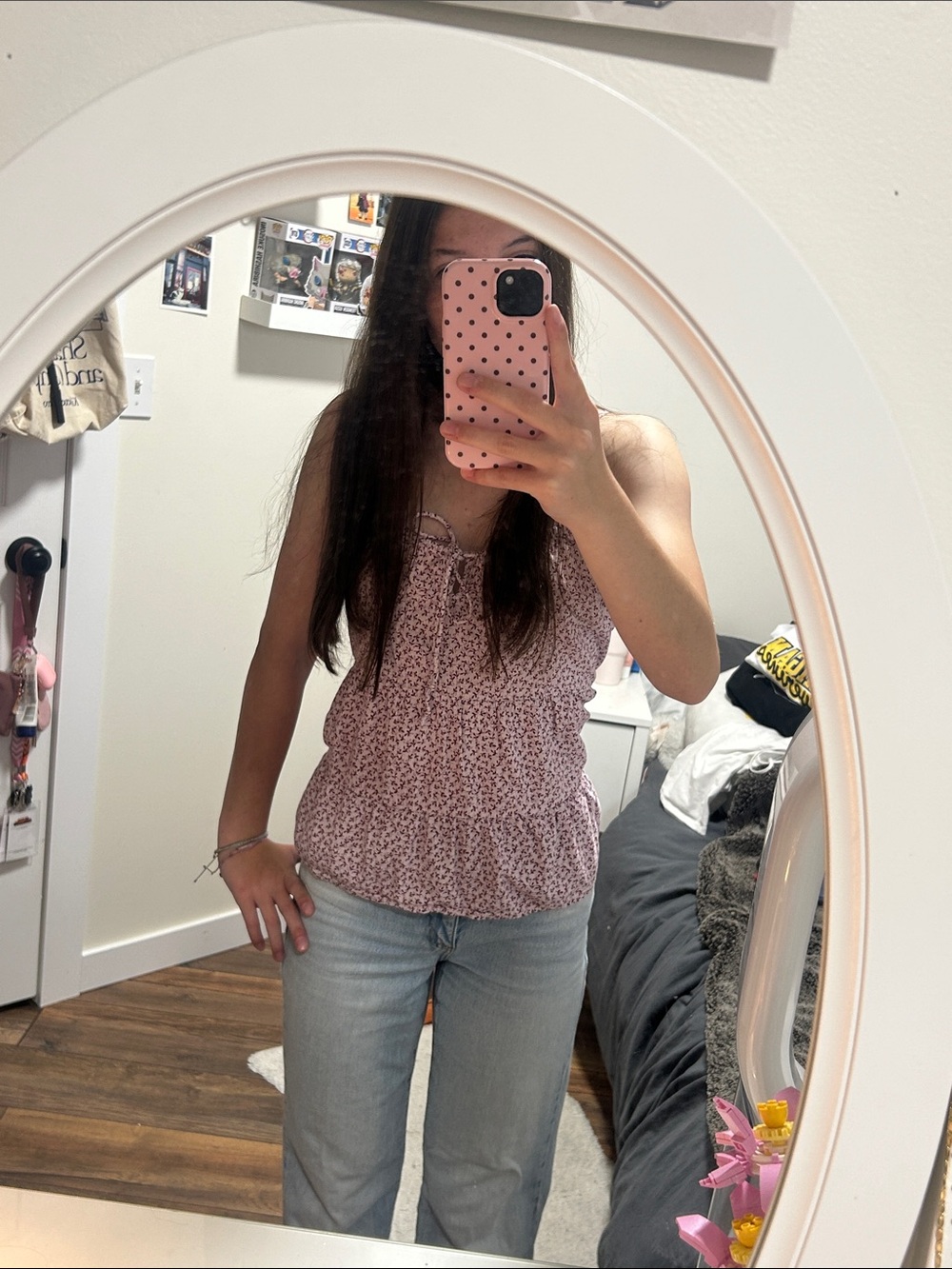 Old Navy Babydoll Pink Floral Smocked Cami